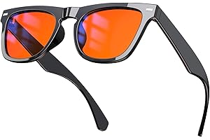 Goiteia Occhiali con blocco Blu al 99,9% color Ambra per un blocco superiore (filtro 99,9% luce Blu), sonno migliore, adatti schermi, giochi, TV, telefoni cellulari