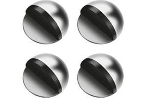 HuaJiao 4Pcs Self Adhesive Floor Door Stoppers, Polished Oval Door Stopper Floor Mounted Half Moon Doorstop Wall Protector Door Stop with Glues for Hard Floor Glass, Silver