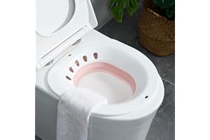 MARHYNCHUS Sitz Bath per Sedile del Water, WC Dopo il Parto Squat Riduce il Dolore A Prova di Fuoriuscita di Acqua Massaggio Sitz Bath Pieghevole con Sciacquone(Rosa)