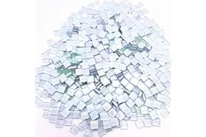 HOZZWHOO 500G/ 1.1LB Bulk Crystal Mosaic Tiles, Assorted Color Opaque Mosaic Glass Crafts Supplies Handmade Crafts for DIY Picture Coaster Home Kitchen Bathroom Mosaic Decoration(0.4x0.4 inch, White)
