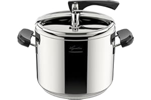 Lagostina Marmite à pression La Classica Lagofusion, autocuiseur Ø 26 cm, capacité 12 L, avec panier, recette et écodose, poignées en Bakélite, valve à poids et fond Lagofusion