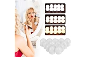 Uennm LED Luces de Maquillaje, 14 bombillas Hollywood Kit de Luz LED Regulable Lámpara con Adaptador, Espejo LED Hollywood Regulable con 3 colores y 10 intensidades Luz Espejo para tocador