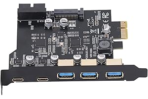 PCIe zu USB 3.2 Karte, 2xUSB Typ C, 3xUSB Typ A, 19 polige PCIe zu USB3.2 Gen 2 Karte mit 20 Gbit/s, PCI Express Erweiterungskarte USB-Karte für Desktop PC