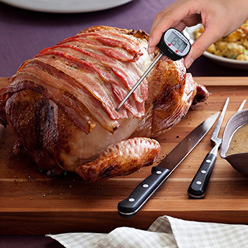 Topop 180 Grad Drehbare Digital Haushaltsthermometer Küchen einfach lesen, 4,8 “ Edelstahl-Messfühler Thermometer mit Auto-off und bequemen Kunststoffmantel mit Pen-Clip für Fleisch, BBQ, Grill, Milch, Süßigkeiten und Badewasser - 5