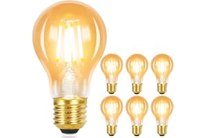 GBLY LED E27 lámpara de la vendimia - A60 Edison Bombilla 2700K 4 W incandescente blanco cálido filamento de vidrio retro bulbo antigua de ahorro de energía lámpara de hotel para 6 packs