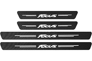 EAGLEG 4pcs Door Sills Scuff Plate Sticker for Fo-rd Fiesta Focus Etc Multi Model Series, Carbon Fiber Car Door Sill Protector Film Welcome Pedal Plate Guards Strip Car Styling Accessories, Focus