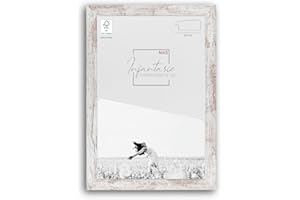 Infantasie 'N°3' Bilderrahmen 20x40 handgefertigt nach Maß | Vintage Weiss | MDF-Holz Design Collage Holzbilderrahmen inkl. Acrylglas und Metall Aufhänger (Querformat & Hochformat)