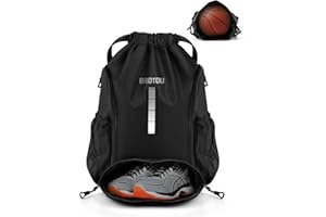 BROTOU Worek gimnastyczny, torba sportowa, torba do piłki nożnej, plecak ze ściągaczem, torba sportowa z kieszenią na buty, ze ściągaczem tunelowym, wodoodporna torba sportowa dla mężczyzn, kobiet