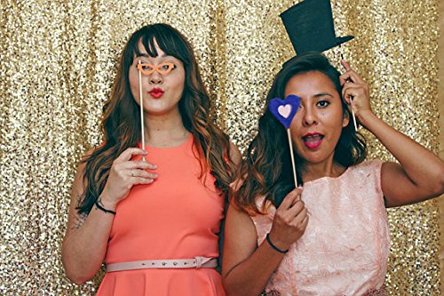 6x7ft-Light Gold Sequin Backdrop Photo Booth Curtain Light Gold Sequin Fabric Wedding/Birthday Christmas Decorations (Light Gold)