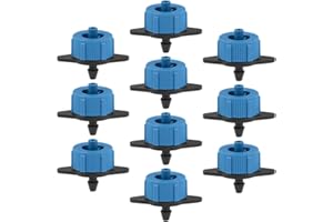 sourcing map Pressure Compensating Dripper 2 GPH 8L/H Emitter for Garden Lawn Drip Irrigation with Barbed Hose Connector, Plastic Black Blue 25pcs