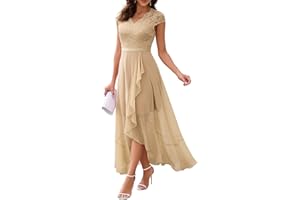 BBONLINEDRESS Bboninedress Robe de Soirée Cocktail Longue Asymétrique pour Mariage Invité Bal de Promo Anniversaire Cérémonie en Mousseline de Soie