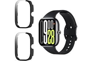 Funrae Hülle Kompatibel mit Xiaomi Redmi Watch 5 [2 Stück], PC Gehäuse mit Hartglas Displayschutz Schutzhülle Vollschutz Kratzfest Ultradünner Puffer Schutz Case - Schwarz