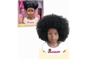 LITTLE NAPPY Tête à coiffer Afro avec Ses Accessoires pour Apprendre à coiffer en s'amusant ! A partir de 5 Ans avec Peigne à Dents Larges, Perles colorés et Vaporisateur pour hydrater
