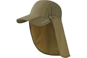 Bassdash UPF 50+ Foldable Fishing Hat Baseball Cap with Removable Neck Flap Portable for Men Women Golf Hiking