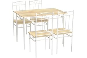 LafeuR Esszimmertisch mit 4 Stühlen, Küchentisch-Set für Esszimmer, Küche, Wohnzimmer, Buche, Buche