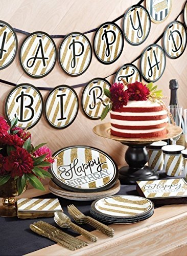 34 Teile Dekorations Set zum 60. Geburtstag oder Jubiläum – Party Deko in Schwarz & Gold - 6