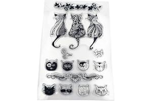 JAGETRADE Clear Stamp,Chat Silicone Clair Joint Timbre Bricolage Scrapbooking gaufrage Album Photo décoratif Papier Carte Artisanat Art Cadeau Fait à la Main