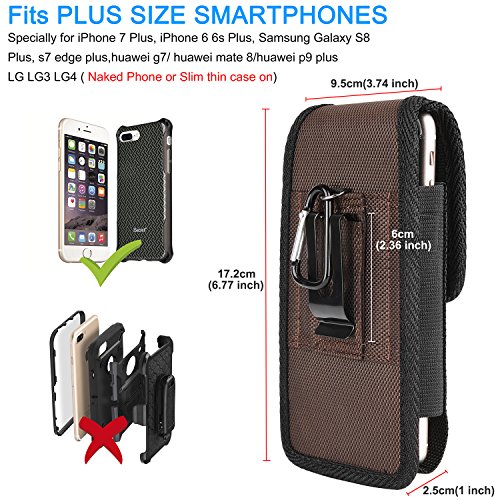 iPhone 7 Plus Vertikal GÃ¼rtel Tasche,iNNEXT Handytasche GÃ¼rteltasche GÃ¼rtelclip Fall Holster Pouch Oxford Canvas fÃ¼r Samsung Galaxy S8 plus/iPhone 6 6S PLUS,Oneplus 5,Galaxy S6Edge Plus(Braun 5.5inch)