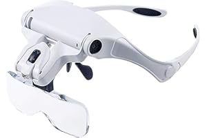 Petyoung Magnifying Glasses with LED Lights, Headband Magnifier with 5 Detachable Lenses, Hands Free Lighted Head Magnifier Glass for Crafts, Cross Stitch, Hobby