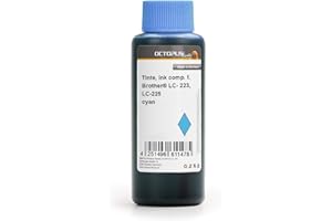 OCTOPUS 500ml d'encre de recharge, encre pour imprimante compatible avec les cartouches d'imprimante Brother LC- 223, LC-225 cyan, pour Brother MFC-J 4420 DW, J 4425 DW, J 4620 DW, J 4625 DW, J 5320 DW