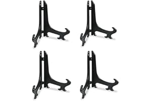 Tincogo 12 Pollici Nero Plastica Cavalletto piastra Supporti per Immagini Casa Matrimonio Decorazione, 4 Pezzi