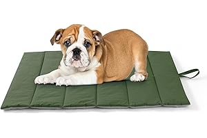 UNIKOME Hundedecke für Unterwegs rutschfeste Antistatische und Langlebige Hundematte, Hundekissen Waschbar Mittelgroße und Kleine Hunde, Reisebett Hund für Reise Outdoor (Grün+Grau, 76 * 48cm)
