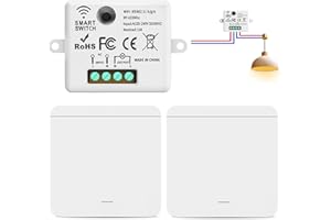 Vegena 2 Pezzi Interruttore Della Luce Radio, Interruttores Wireless, Interruttore Luce Senza Fili, Interruttore Radio Per Lampada Ricevitore 433 Mhz Rf Di Sicurezza Con Ricevitore