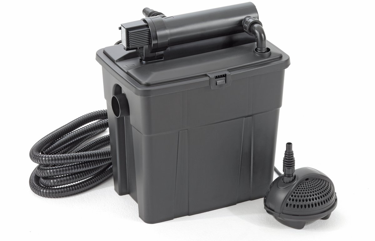 Pontec 50239 MultiClear Set 8000 - Komplettset aus Filterpumpe und Durchlauffilter / Durchlauffilterset / Mehrkammerfilter