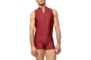 Nyeemya Men Gymnastic Leotard Sleeveless One Piece Yoga Workout Gym Bodysuit Wrestling Singlet Zipper Unitard Biketard