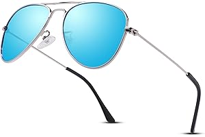 LOJUDI Kinder Pilotenbrille Sonnenbrillen Polarisierte Fliegerbrille Coole Verspiegelt mit UV400 Schutz für Jungen MäDchen Teenage 4-15 Jahre