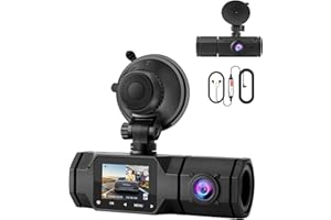JANSITE Dash Cam Telecamera per Auto 1080P Doppio Dashcam Anteriore e Interno con Kit di Cablaggio Monitor di Parcheggio, Visione Notturna a Infrarossi, Vista 310° Dashcam per Uber Taxi Driver