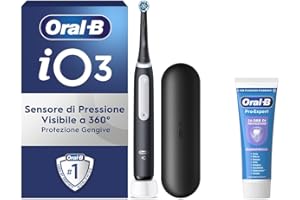 Oral-B Spazzolino Elettrico Ricaricabile iO 3 Nero, 1 Spazzolino Elettrico, 1 Testina Di Ricambio, Custodia Da Viaggio + Dentifricio Oral-B Pro-Expert Sbiancante Delicato, Pulizia Denti