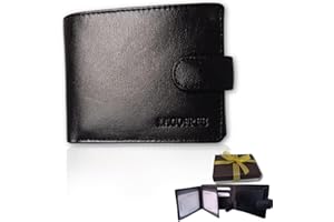 Lola Sale. Cartera de Piel Negro para Hombre con Monedero | Tarjetero de Cuero | Billetera Gran Capacidad 9 Ranuras | Se Entrega en Caja Regalo NEW12042 (Negra)