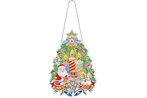 Sarah Duke 5D DIY Diamond Painting Kranz mit LED Lichter Fensterbilder Weihnachtsdeko Weihnachtskranz Türkranz Diamant Malerei Fensterhänger Weihnachtendeko