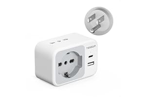 TESSAN Adattatore Presa Americana con 2 USB, Presa USA Italia con 2 Prese IT e 1 Schuko, Presa Americana Adattatore Italiana per America, Canada, Messico, Thailandia ecc, Spina Tipo B