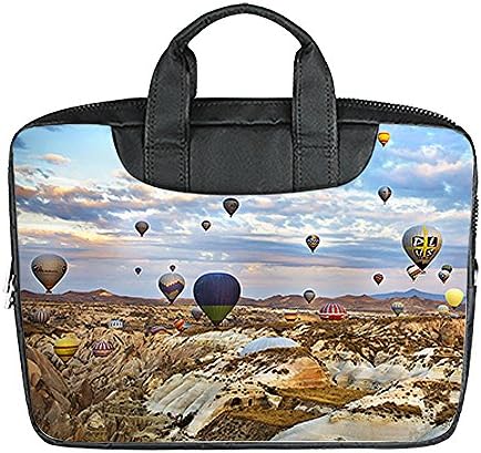 Custom 13.4 Inch Imported Fabric Laptop Stylish Portable Shoulder Messenger Business Bag Diy Hot Air Balloon City Design
