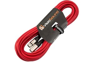 VisioSound Male to Female XLR Mic Lead/Balanced Microphone/Mic Patch Cable / 7 Colours 10m Red