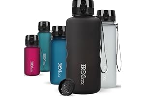 720°DGREE Botella uberBottle + colador – 350 ml, 500 ml, 650 ml, 1000 ml, 1,5 l, 2 l – Sin BPA – Botella de agua para deportes, escuela, niños, fitness, gimnasio, bicicleta, exterior – ligera