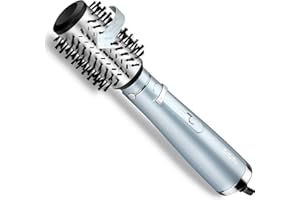 ‎BABYLISS BaByliss Hydro Fusion rotierende Warmluftbürste mit Anti-Frizz-Technologie spendet Feuchtigkeit und Glanz, Föhnbürste mit Ionen-Technologie, 1 Aufsatz für Volumen und Fülle, eisblau, AS773E
