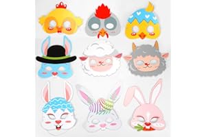 Sprinlot Enfants Masques Pâques, 9 Pâques Animaux Masques Enfants, Party Favors pour Enfants Pâques, Pâques Masques Cosplay pour Enfants, Masques de Déguisement pour Enfants Pâques