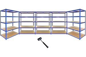 Monster Racking - 5 Rayonnages T-Rax en Acier sans Boulons Bleus 120cm x 60cm x 180cm