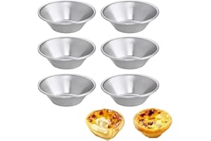 Yuiturt 6pcs Moule Pasteis de Nata 7 x 2 cm, Moule Tartelette Antiadhésifs, Moules Mini Tartelette Réutilisables, pour Muffins, Tartes aux Fruits, Quiches, Tartelettes et Puddings