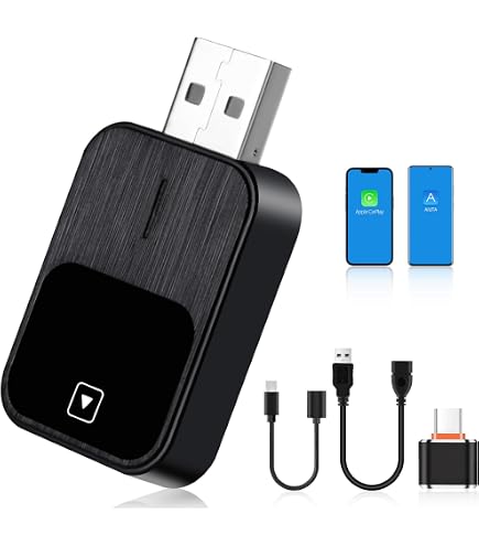 Adattatore 2 In 1 Wireless Per Android Auto E CarPlay – Trasforma Il Cavo In Bluetooth, Compatibile Con Auto 2017+ E IOS/Android