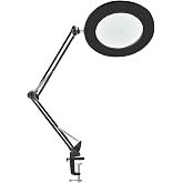 Microcase Masa &Uuml;st&uuml; B&uuml;y&uuml;te&ccedil; Ayarlanabilir Işıklı Tamir Hobi G&uuml;zellik Merkezi 160mm 5X Siyah - AL2451