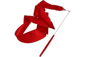 LILLYVALE 4M Dance Gym Ribbon Rhythmic Art Gymnastic Streamer Baton Twirling Rod UK (Red)