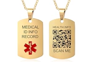 Theluckytag Medical Alert Necklace for Men Women Kids - 19'' Medical Necklace Engraved QR Code Medical ID Necklace - More Space Custom Online Emergency Medical Info