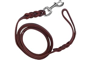 HuaDmaing Pet Dog Leash Leather Dog Lead Leather Training Lead Leash Leather Belt Safety Traction Rope for Small and Medium Dogs 1.5m Brown