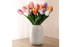 DBCMEW Artificial Tulips, 18pcs Multicolor Fake Tulips Real Touch Artificial Flowers for Wedding/DIY Craft/Home/Birthday Party/Office/Hotel Decoration（NO VASE）