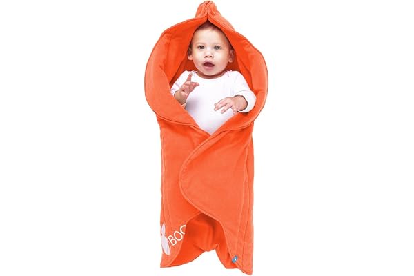 Wallaboo - Couverture Enveloppante - Multi-Usages - pour Coques Bébé / Sièges Auto / pour Landaus / Poussettes ou Lits Bébé - 85cm x 85cm - Cotton - Orange