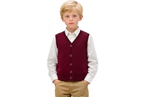 Yanmucy Gilet tricoté sans manches à col en V pour garçons et filles, uniforme scolaire, pull cardigan assorti pour enfants âgés de 5 à 14 ans
